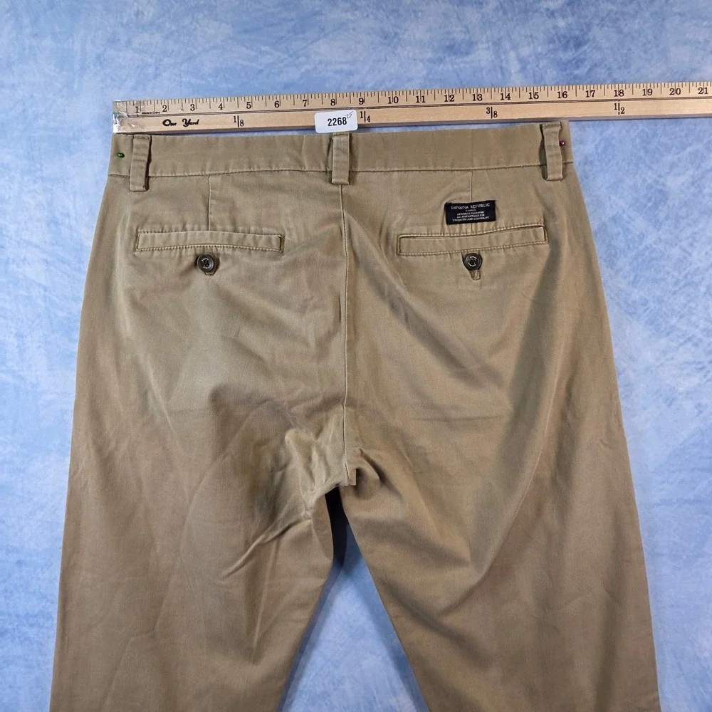 Banana Republic Fulton Skinny Chino Mens‎ 32x34 Khaki Tan Stretch Cotton Pants